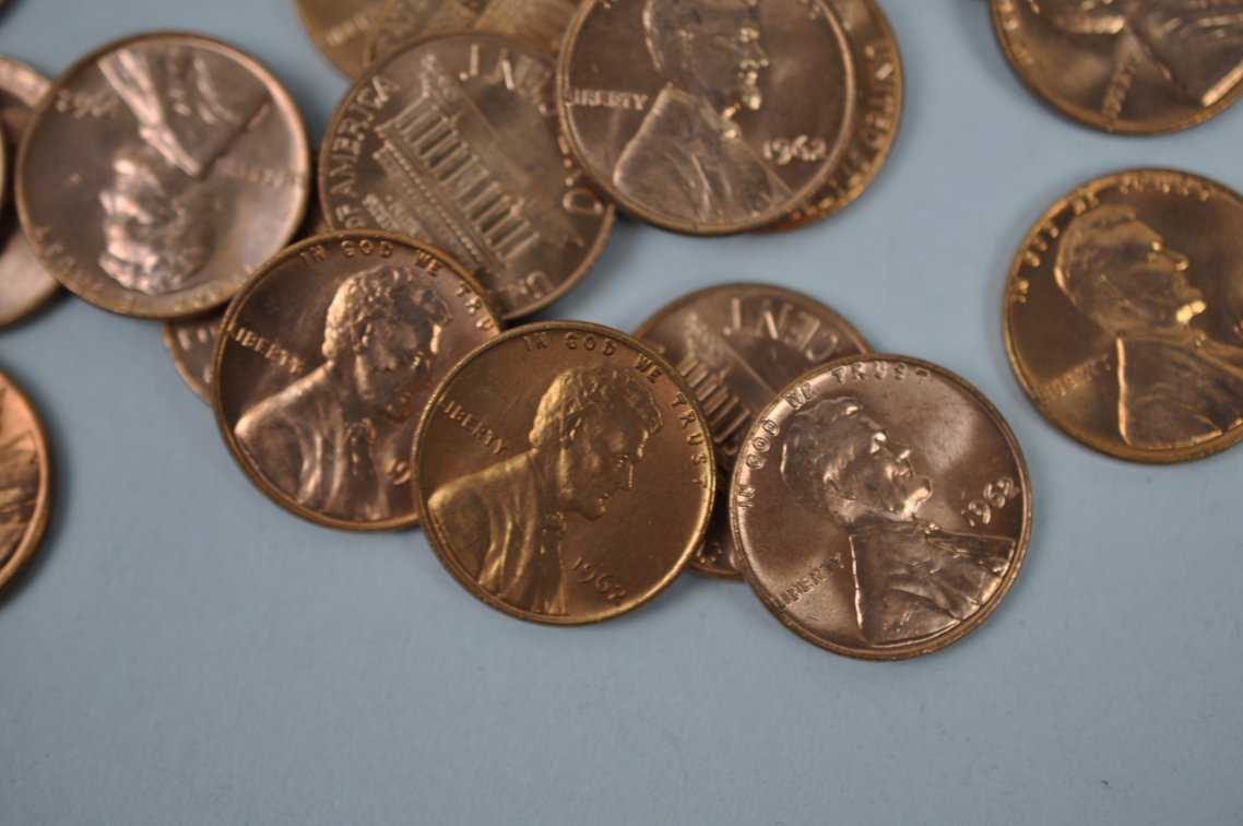 1961-1962 and 1970 B. UNC Lincoln Memorial Pennies, photo 15 of 15