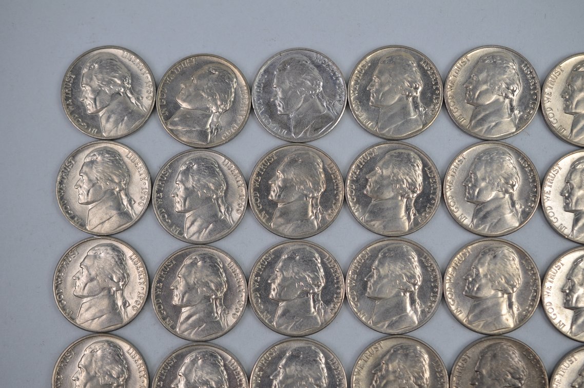 1960 Tube of Jefferson Nickels Denver, photo 2 of 10