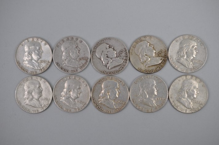 1950s and 1960s Franklin Half Dollars