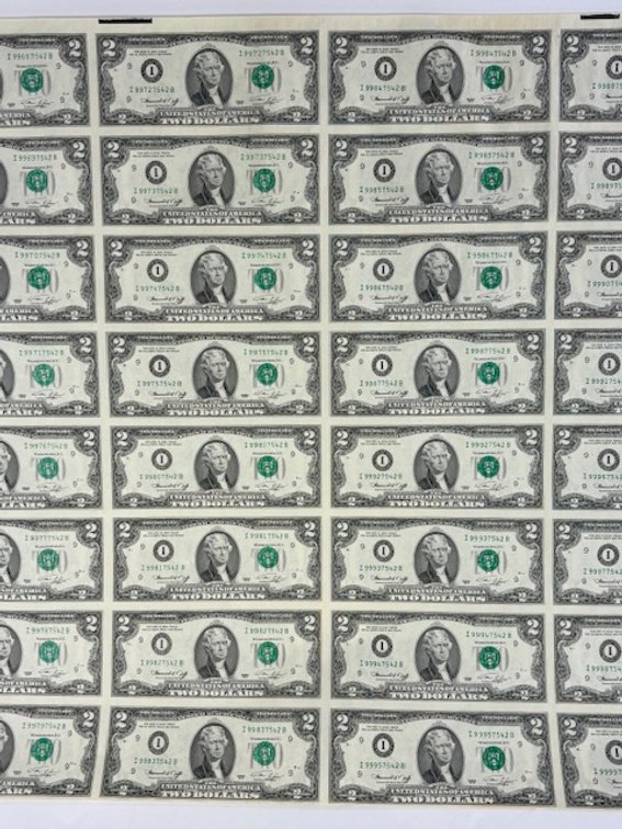 Sheet of Uncut Series of 1976 Two Dollars, photo 4 of 11