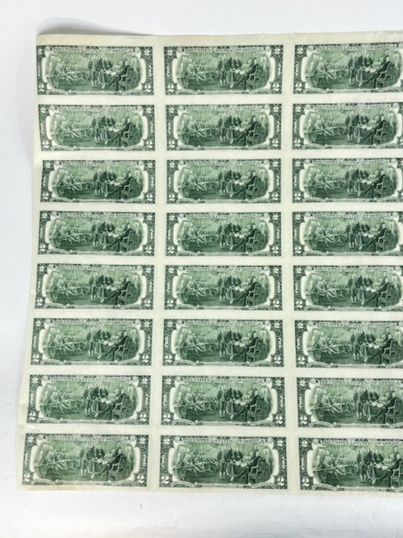Sheet of Uncut Series of 1976 Two Dollars, photo 8 of 11