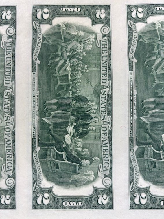 Sheet of Uncut Series of 1976 Two Dollars, photo 11 of 11