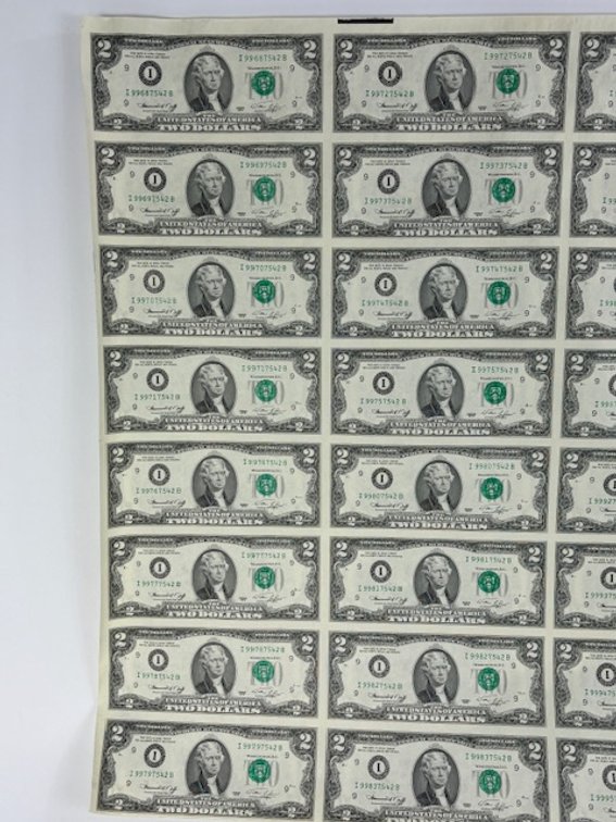 Sheet of Uncut Series of 1976 Two Dollars, photo 3 of 11