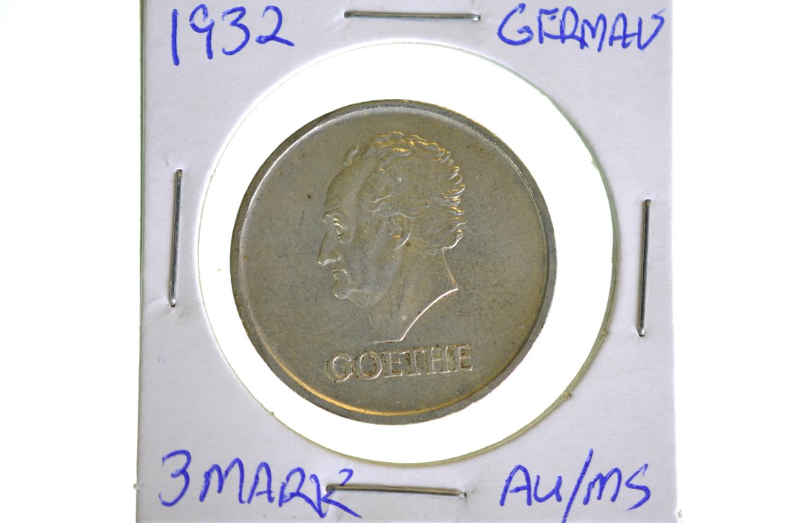 1932 German Three Reichsmark Coin, photo 2 of 4