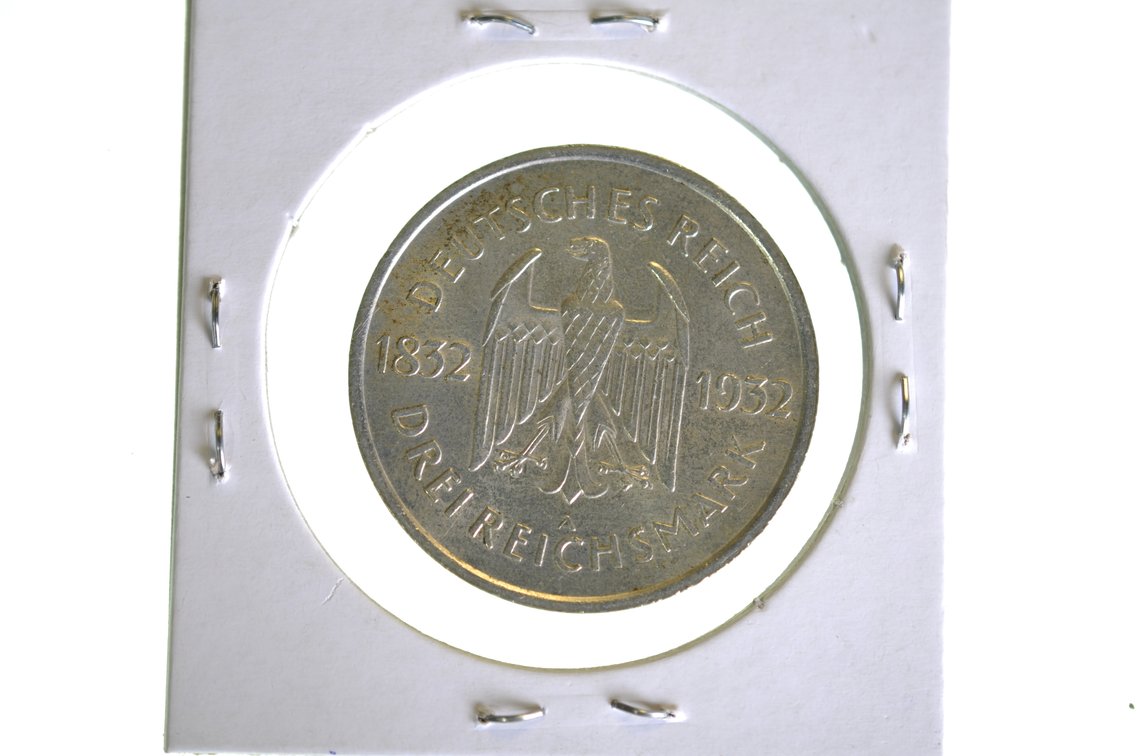 1932 German Three Reichsmark Coin, photo 4 of 4