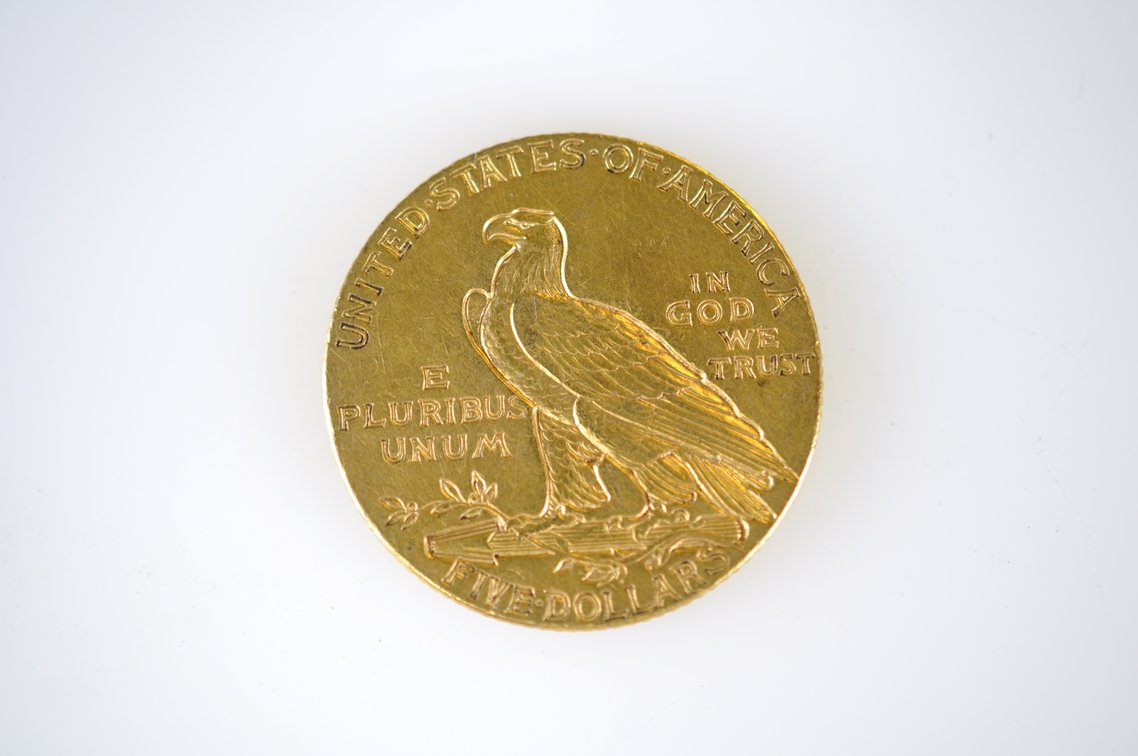 1909 Indian Head Five Dollar Gold Coin, photo 3 of 3