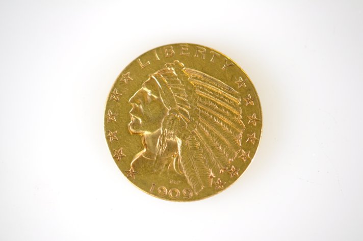 1909 Indian Head Five Dollar Gold Coin