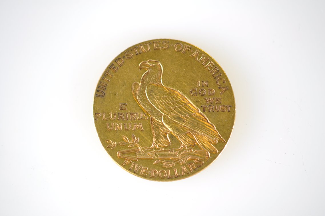 1909 Indian Head Five Dollar Gold Coin, photo 3 of 3