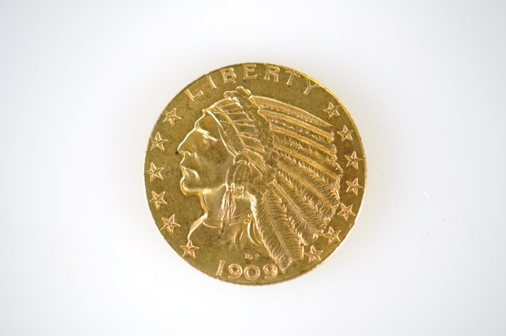 1909 Indian Head Five Dollar Gold Coin