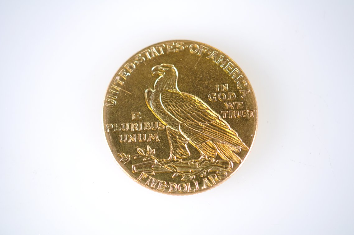 1910 Indian Head Five Dollar Gold Coin, photo 3 of 3