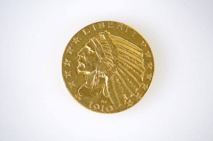 1910 Indian Head Five Dollar Gold Coin