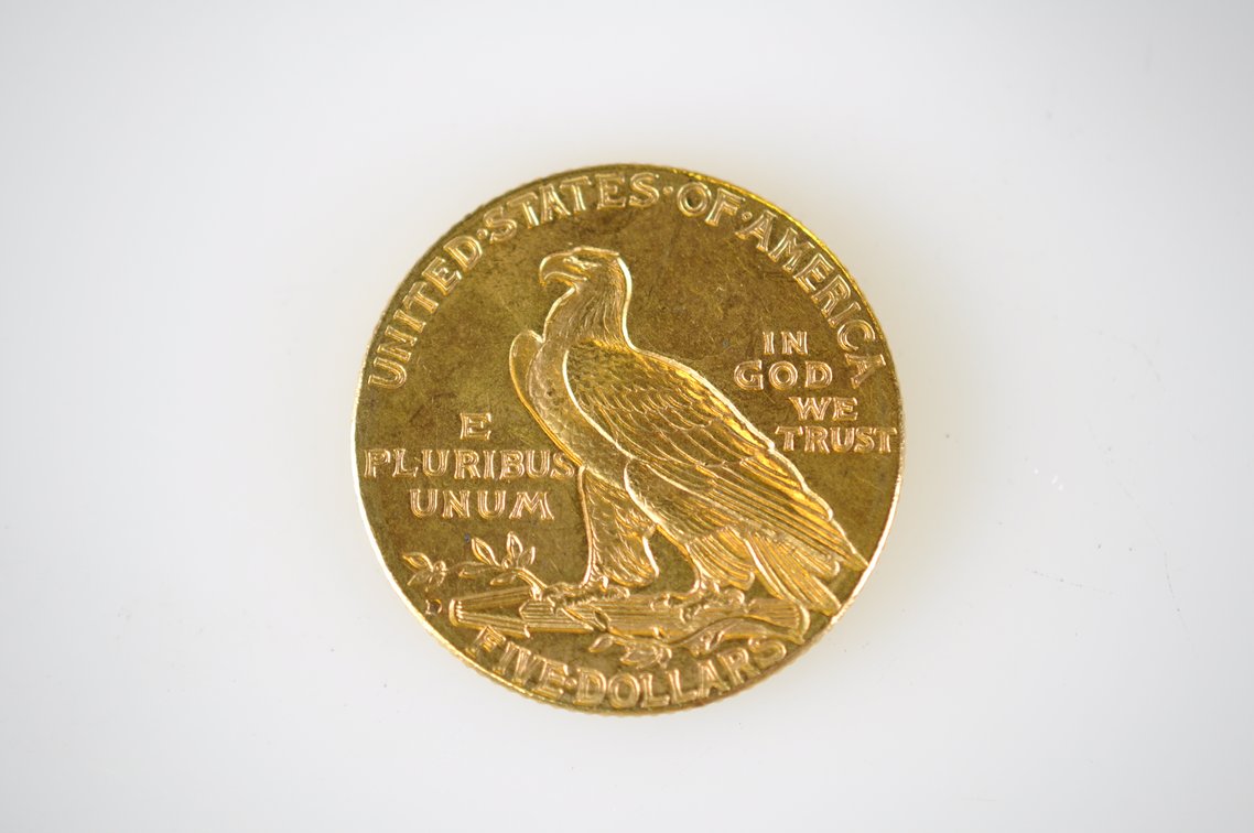 1909 Indian Head Five Dollar Gold Coin, photo 3 of 3