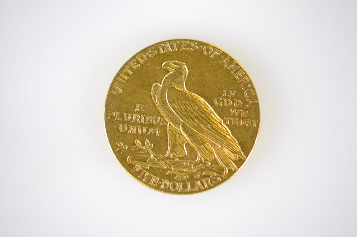 1910 Indian Head Five Dollar Gold Coin, photo 3 of 3