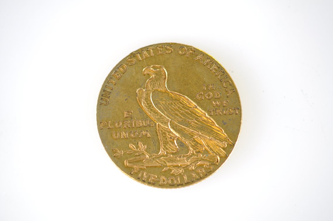 1911 Indian Head Five Dollar Gold Coin, photo 3 of 4