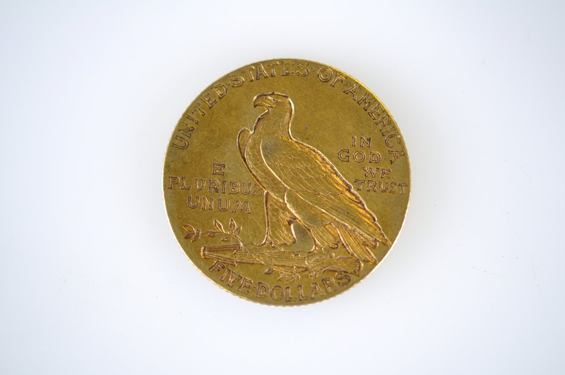 1909 Indian Head Five Dollar Gold Coin, photo 3 of 3