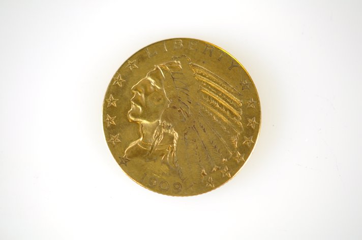 1909 Indian Head Five Dollar Gold Coin