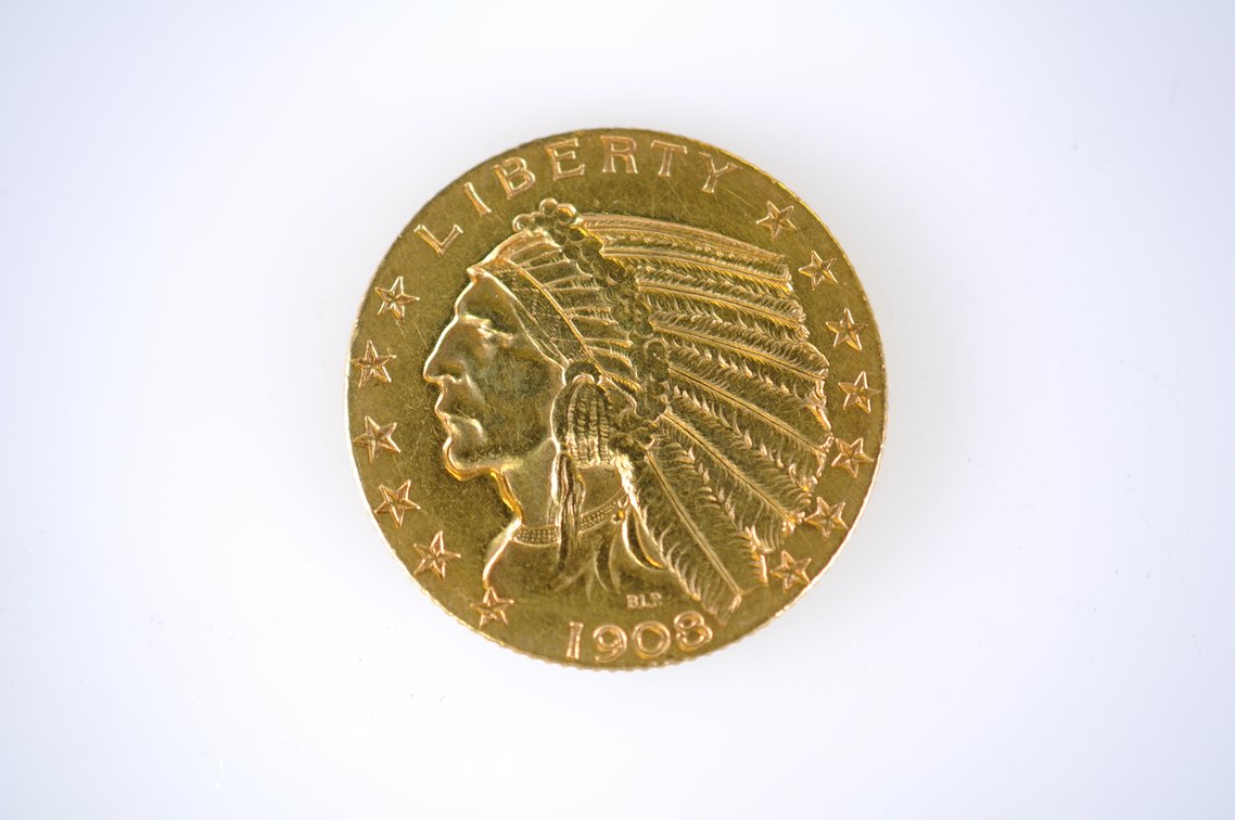 1905 Indian Head Five Dollar Gold Coin, photo 2 of 4