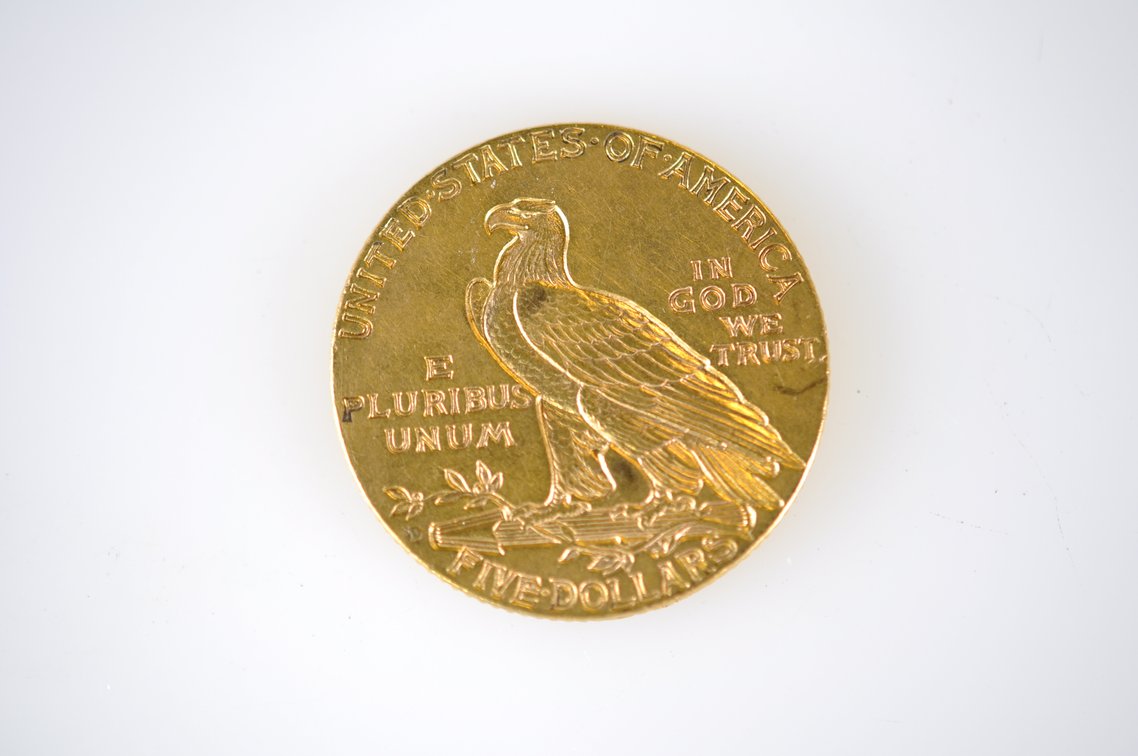 1909 Indian Head Five Dollar Gold Coin, photo 2 of 2