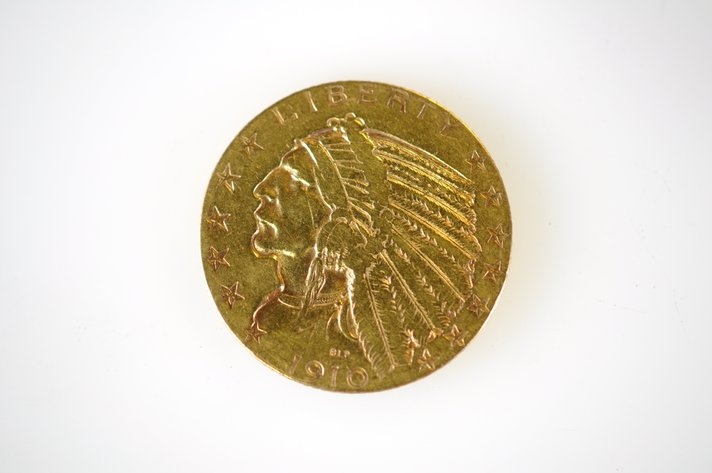 1910 Indian Head Five Dollar Gold Coin