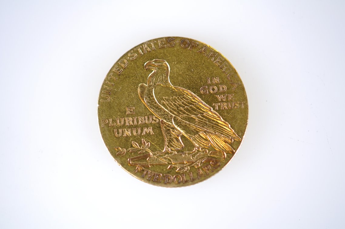1910 Indian Head Five Dollar Gold Coin, photo 2 of 2
