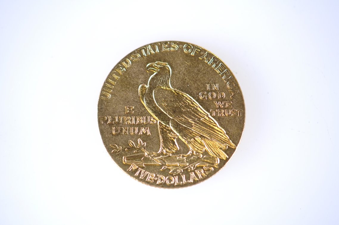 1911 Indian Head Five Dollar Gold Coin, photo 2 of 3