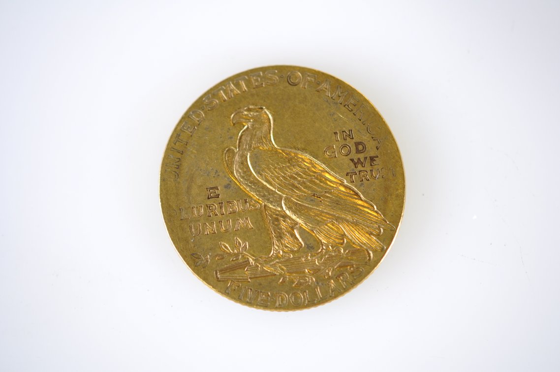 1909 Indian Head Five Dollar Gold Coin, photo 3 of 3