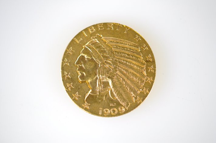 1909 Indian Head Five Dollar Gold Coin