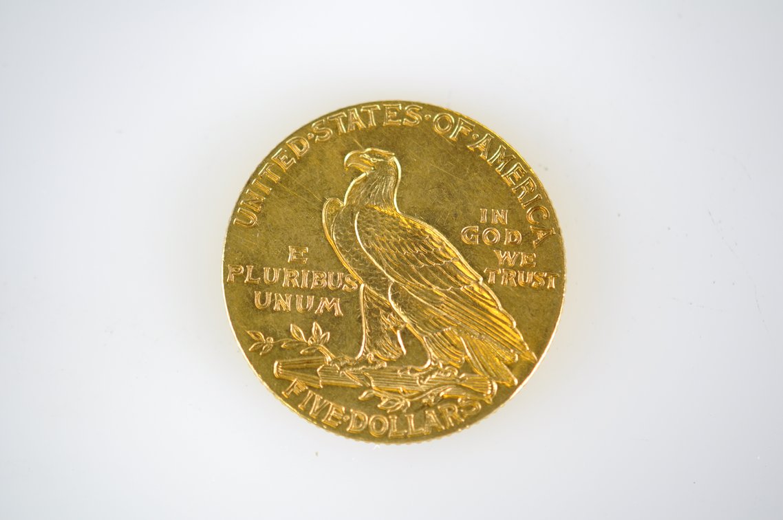 1911 Indian Head Five Dollar Gold Coin, photo 2 of 2