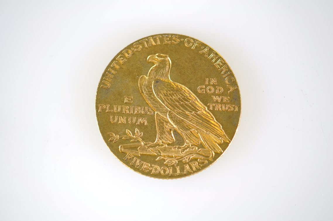 1911 Indian Head Five Dollar Gold Coin, photo 3 of 4