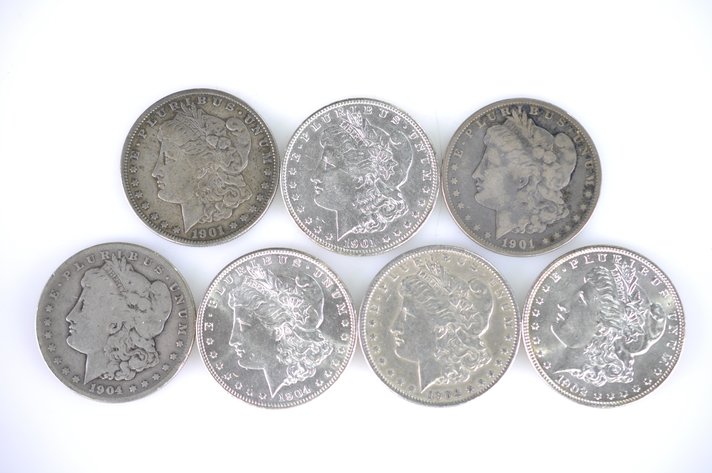 1901, 1902, and 1904 Morgan Silver Dollars
