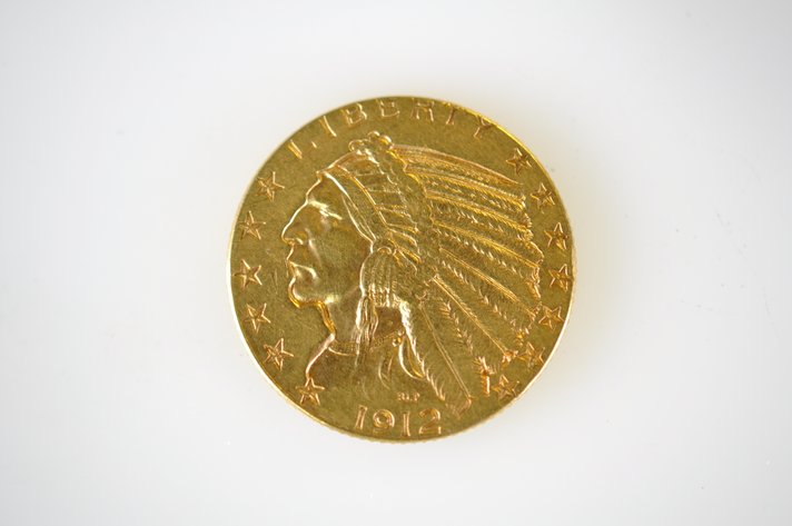 1912 Indian Head Five Dollar Gold Coin