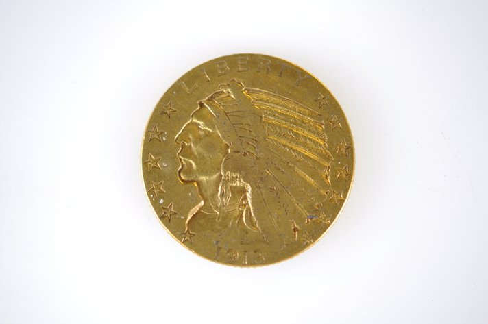 1913 Indian Head Five Dollar Gold Coin