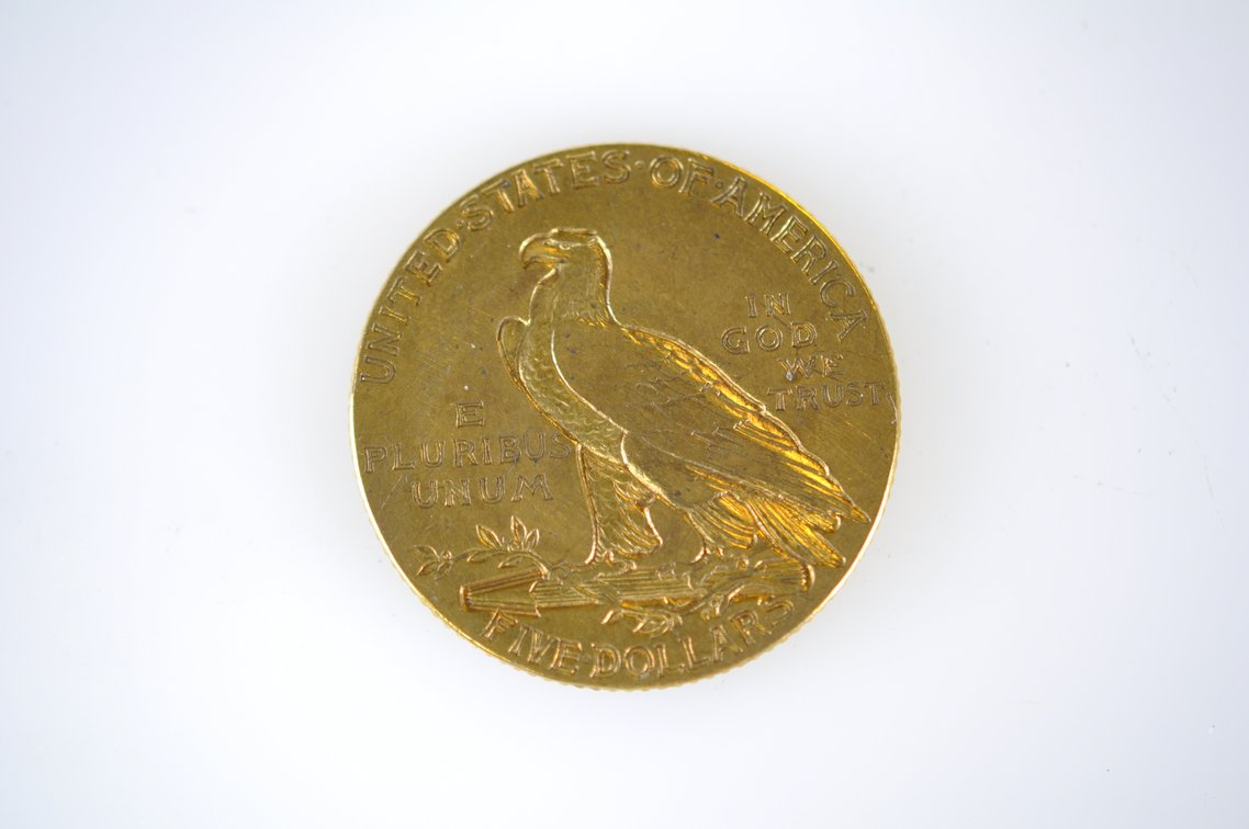 1913 Indian Head Five Dollar Gold Coin, photo 3 of 3