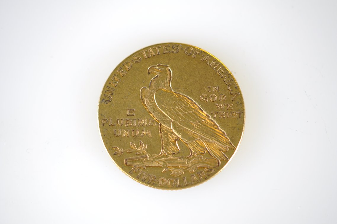1913 Indian Head Five Dollar Gold Coin, photo 2 of 2