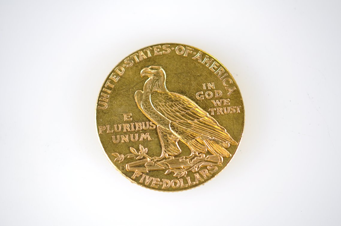 1916 Indian Head Five Dollar Gold Coin, photo 3 of 3