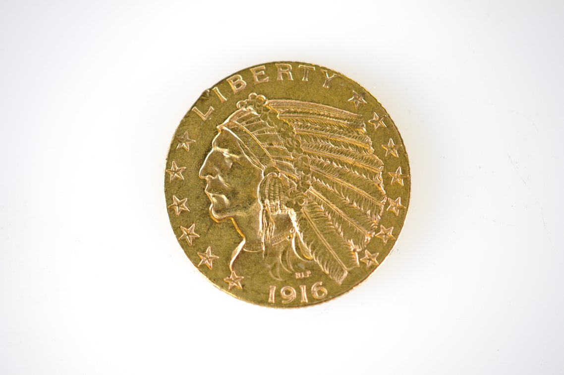 1916 Indian Head Five Dollar Gold Coin, photo 2 of 3
