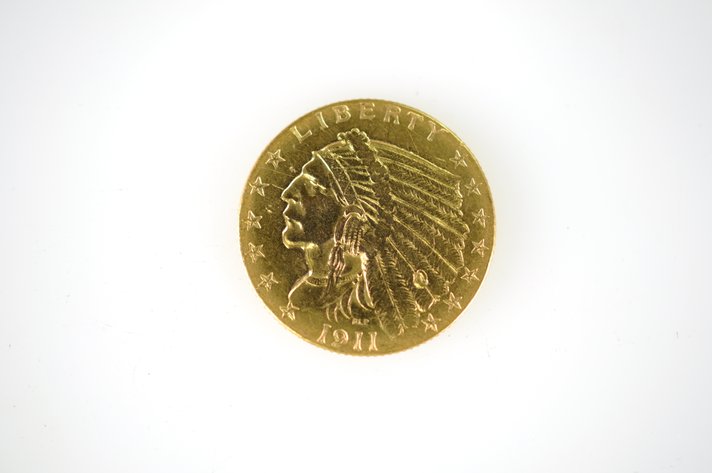 1911 Indian Head Two and a Half Dollar Gold Coin
