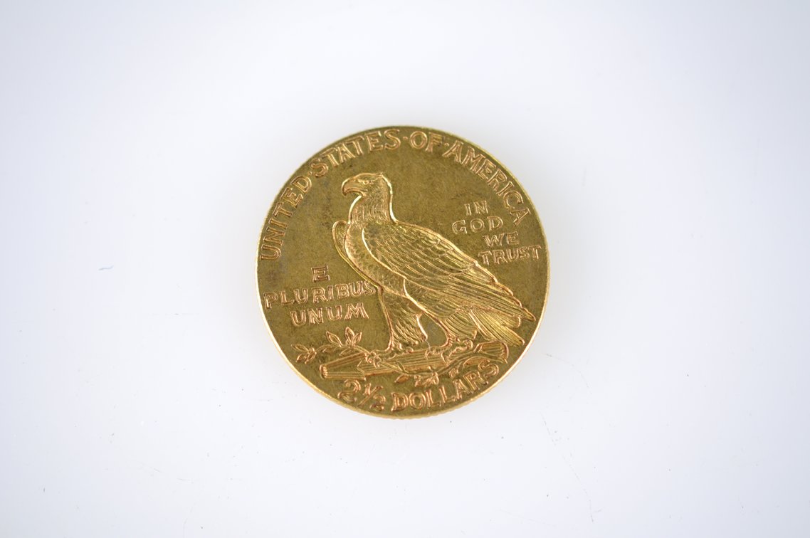 1911 Indian Head Two and a Half Dollar Gold Coin, photo 3 of 4