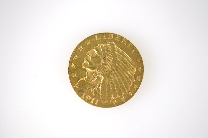 1911 Indian Head Two and a Half Dollar Gold Coin