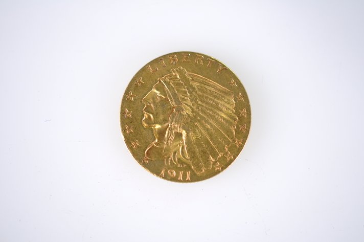 1911 Indian Head Two and a Half Dollar Gold Coin