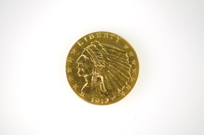 1912 Indian Head Two and a Half Dollar Gold Coin