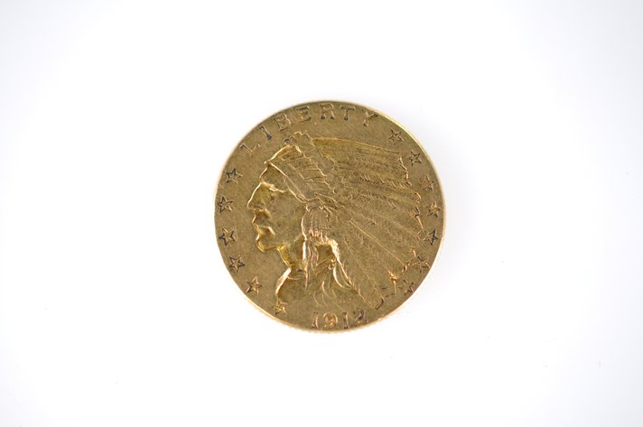 1912 Indian Head Two and a Half Dollar Gold Coin