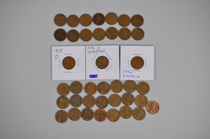 1909, 1914, 1946, 1954, 1956 Wheat and 1960 Lincoln Pennies
