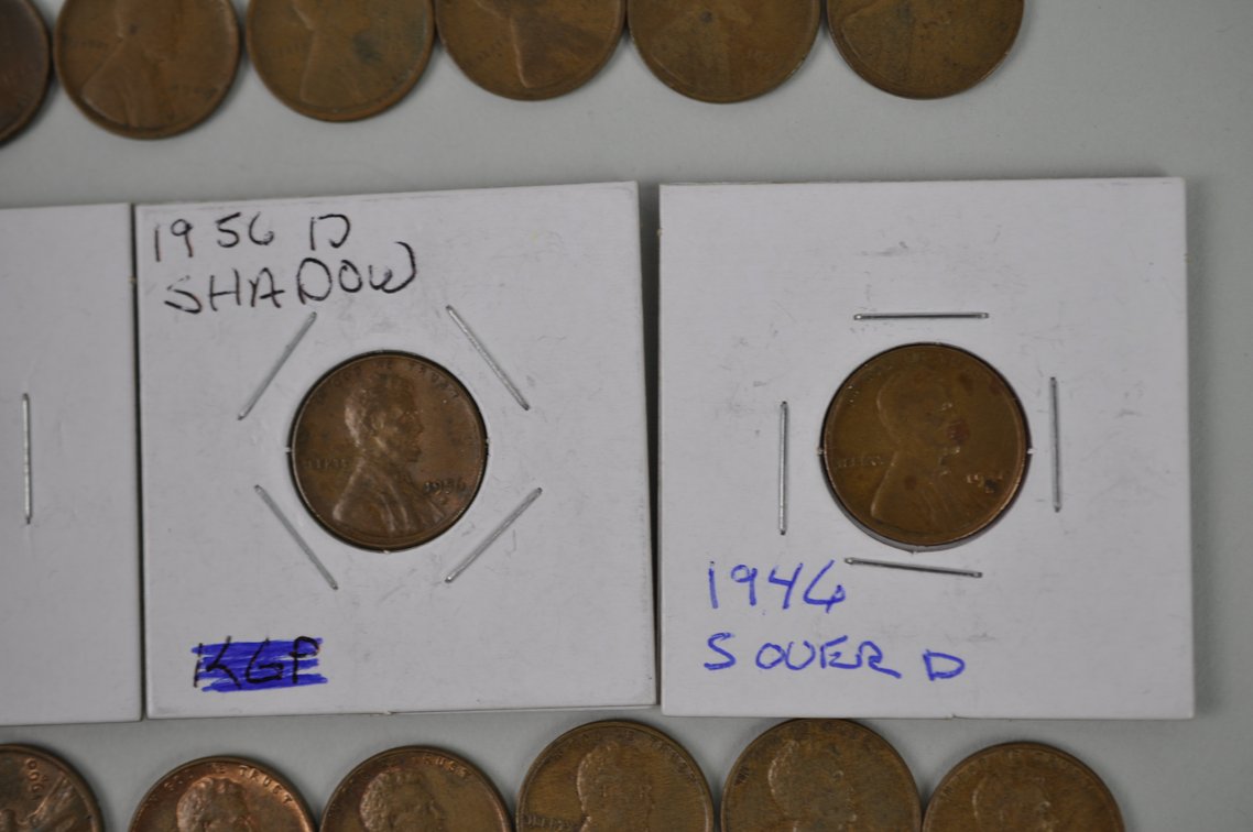 1909, 1914, 1946, 1954, 1956 Wheat and 1960 Lincoln Pennies, photo 6 of 16