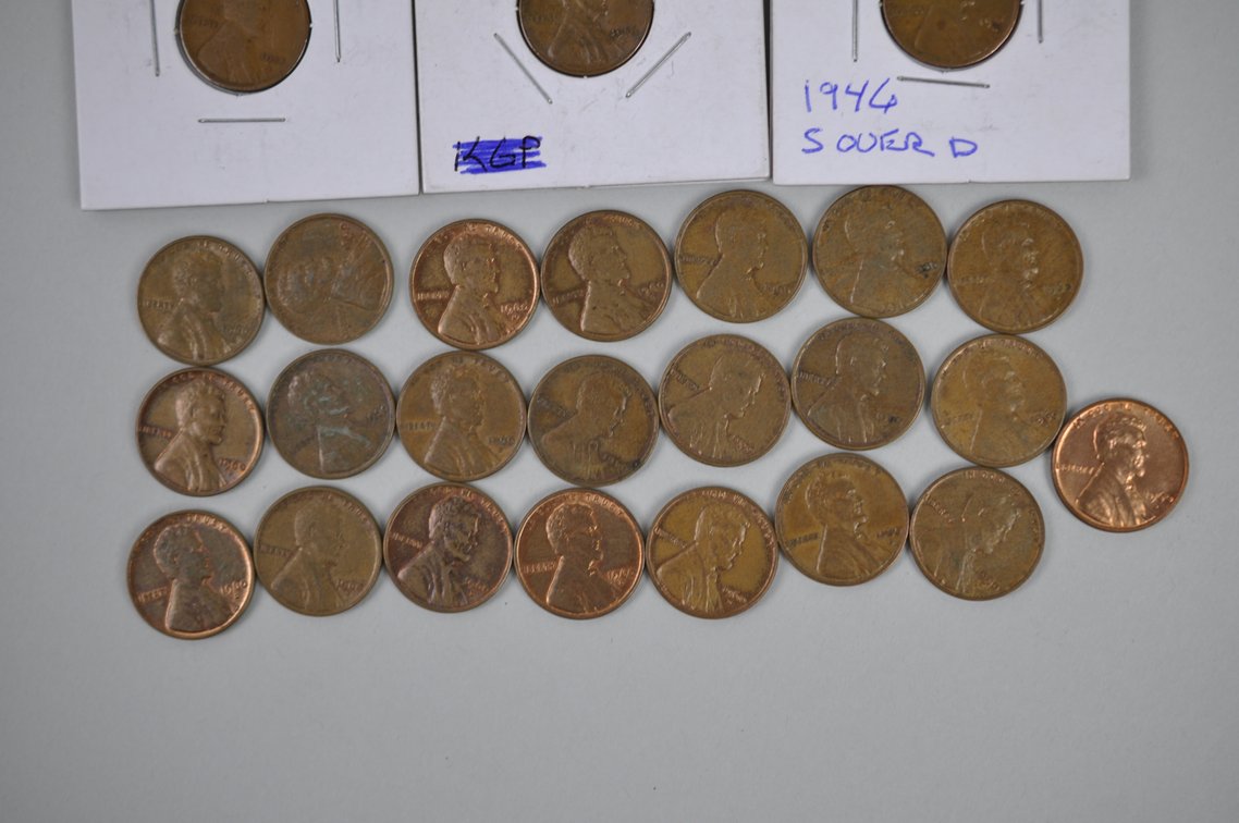 1909, 1914, 1946, 1954, 1956 Wheat and 1960 Lincoln Pennies, photo 7 of 16