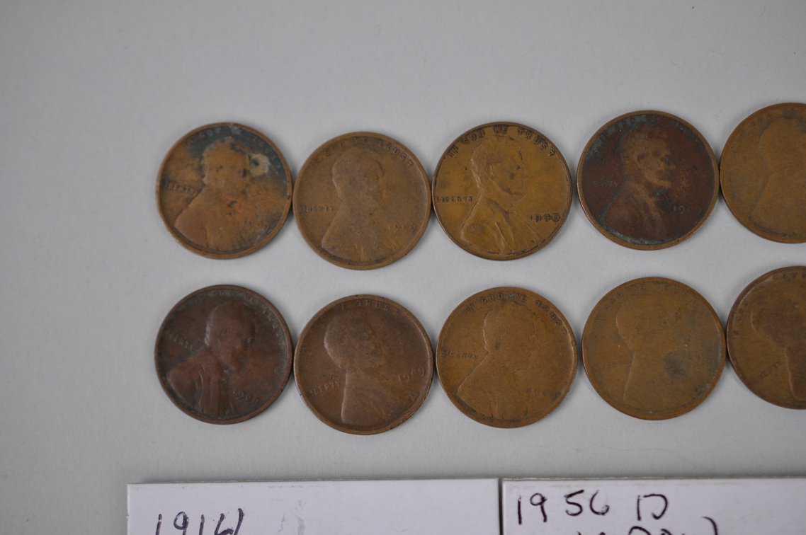 1909, 1914, 1946, 1954, 1956 Wheat and 1960 Lincoln Pennies, photo 3 of 16