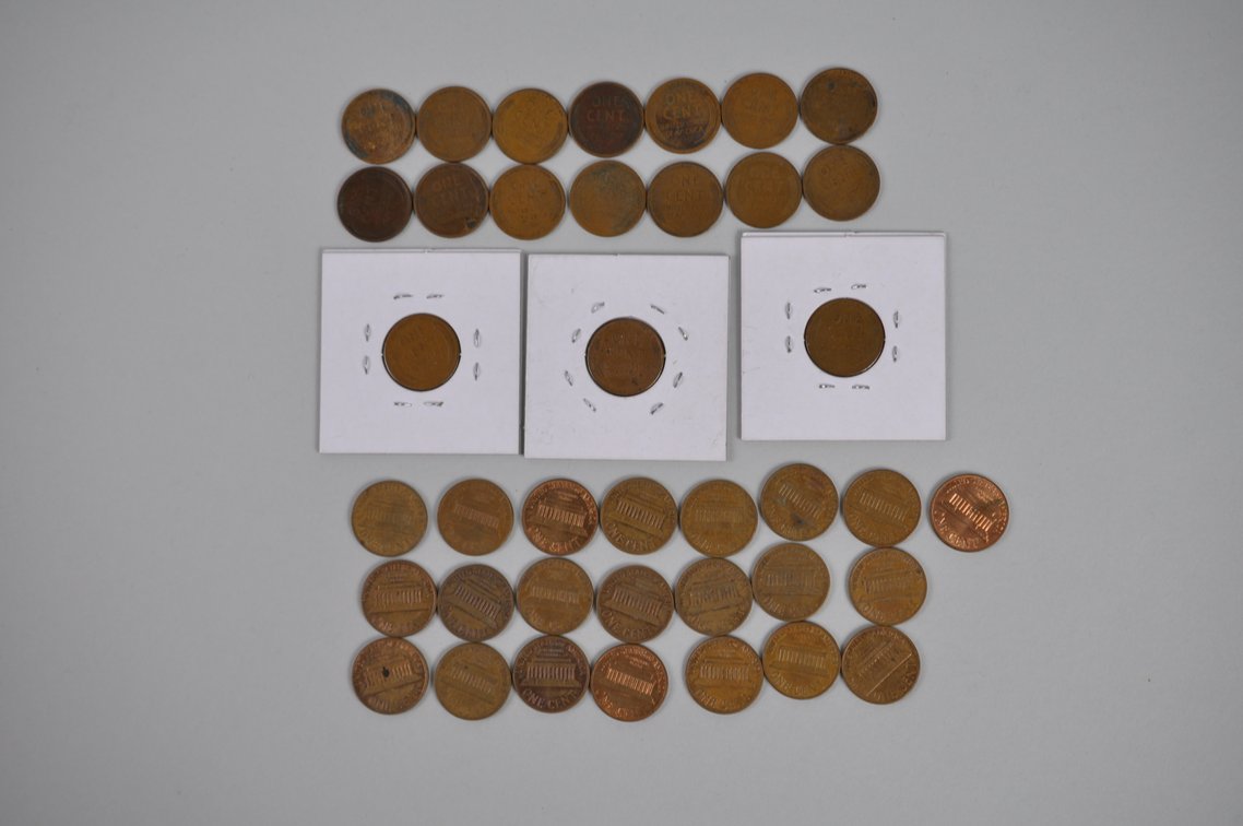 1909, 1914, 1946, 1954, 1956 Wheat and 1960 Lincoln Pennies, photo 10 of 16