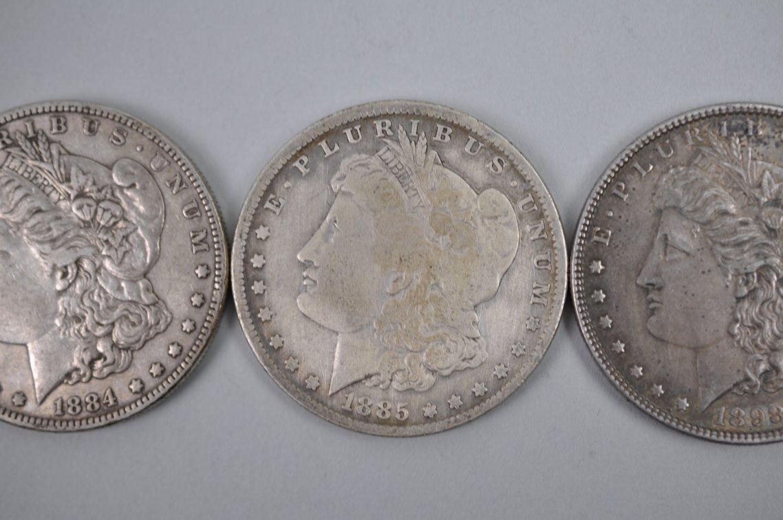 1884-1885 and 1898 Morgan Silver Dollars, photo 3 of 8