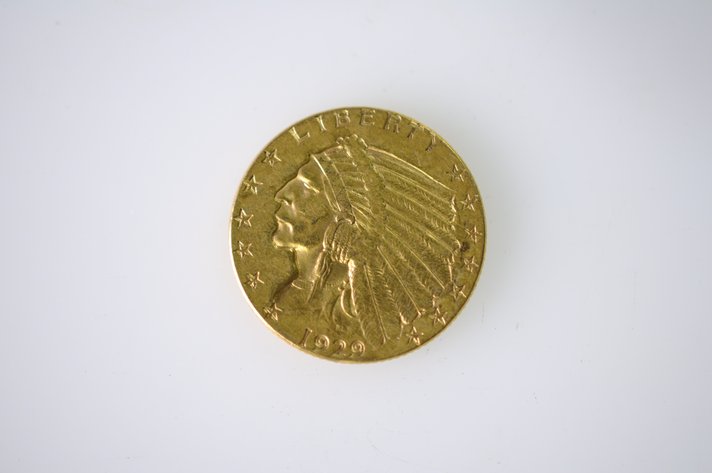 1929 Indian Head Two and a Half Dollar Gold Coin