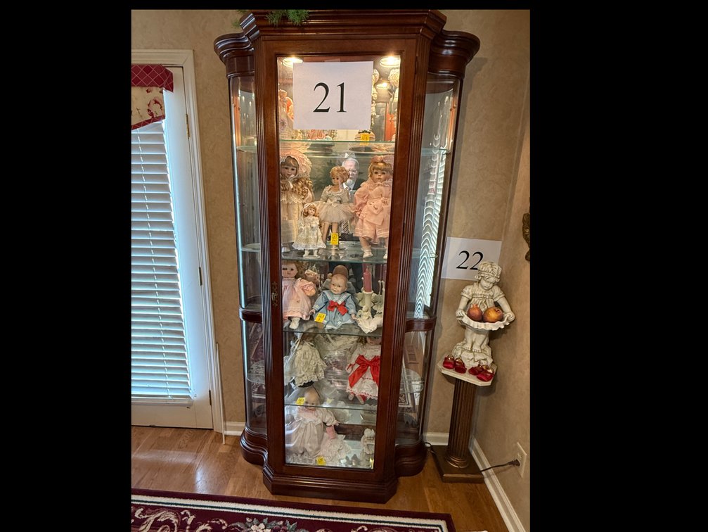 80"XH40" BEVELED GLASS DOOR LIGHTED CURIO CABINET